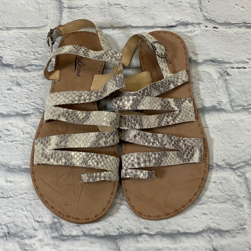 Lucky Brand LEATHER Strappy Snakeprint sandals 7.5 Open toe New - Picture 11 of 12